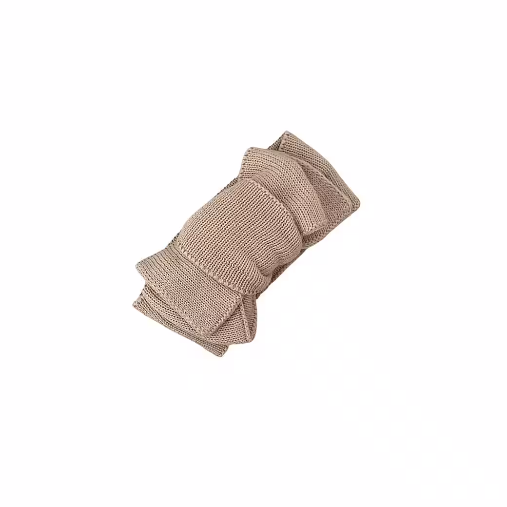 First hat hairband baby with bow from 0-6 months made of organic cotton in beige