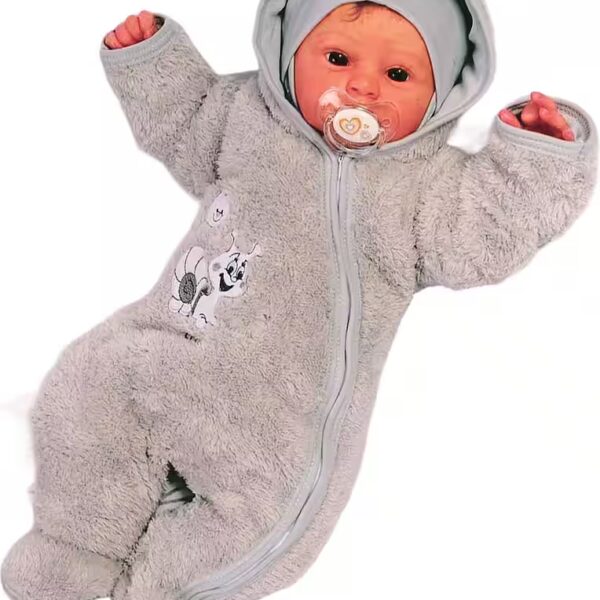 Fleece overall baby overall carriage suit transition overall in grey with snail