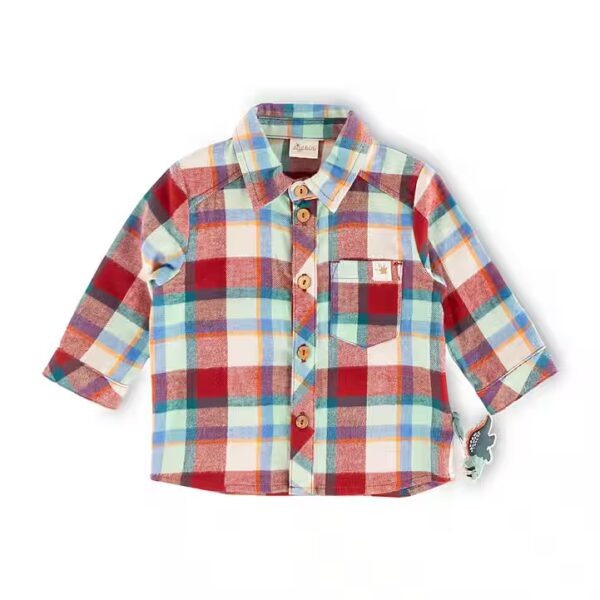 Long-sleeved flannel shirt, dinosaur world, for babies and toddlers