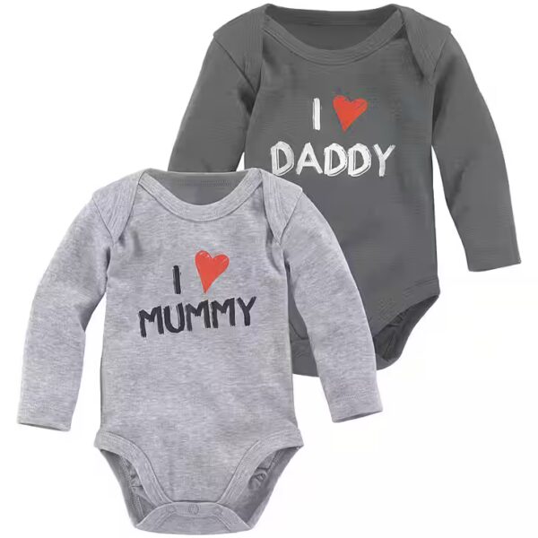 Long-sleeved bodysuit, pack of 2 baby bodies, Mummy & Daddy