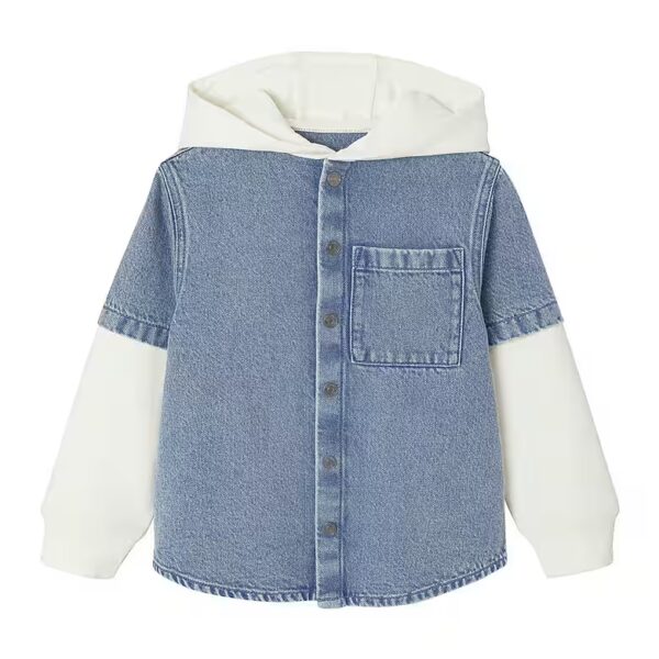 Long-sleeved shirt for boys, layered look shirt with hood