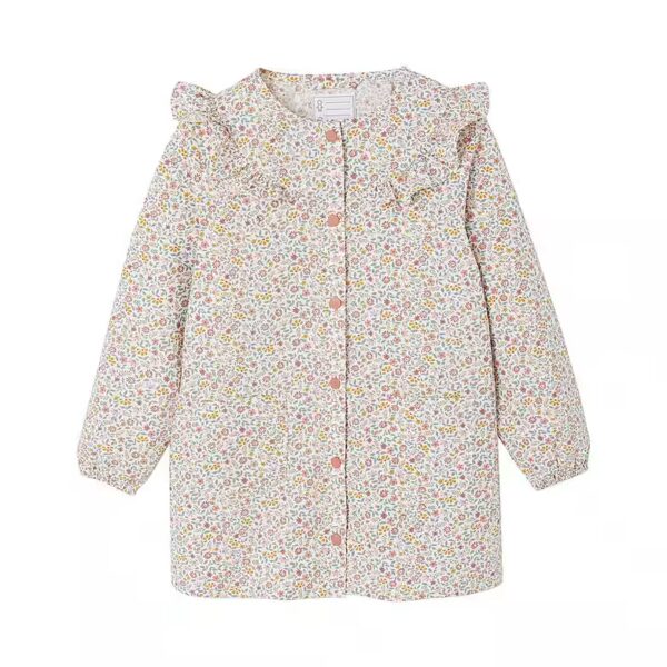 Long-sleeved floral shirt, girls' painting smock, BERGAMOTTE