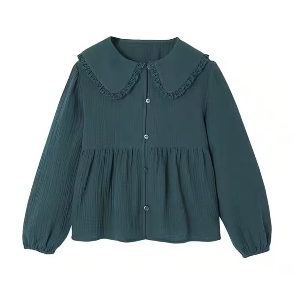 Long-sleeved shirt, long-sleeved girls' blouse made of muslin