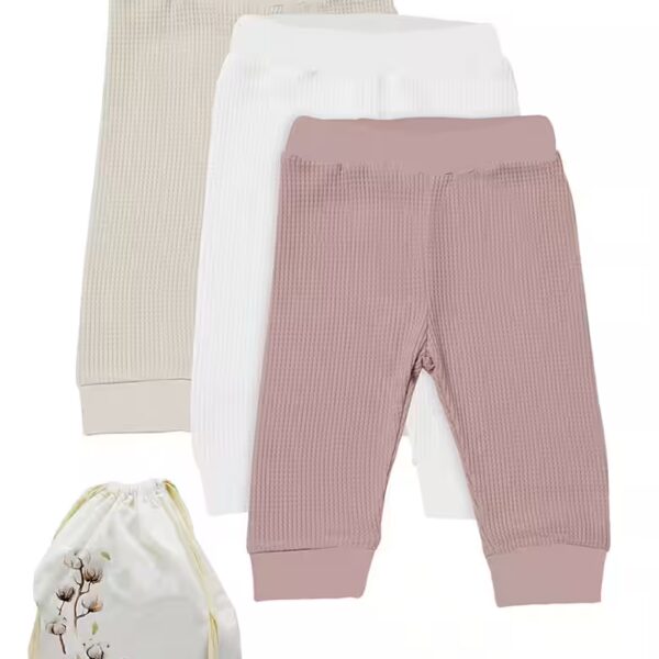 Waffle Fabric Pants (3-Pack) Multicolored Unisex, Baby Pants for Boys and Girls