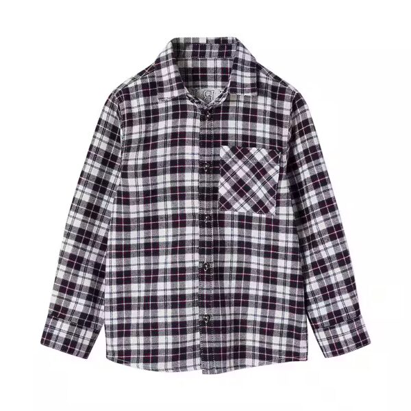 Long-sleeved shirt, boys' lumberjack shirt with print on the back