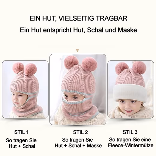 Slip-on hat baby unisex hat 2 pieces cute bear toddler earflap beanie warm - Image 4