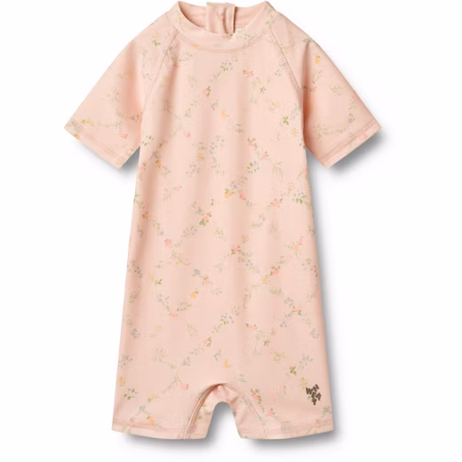 Schwimmanzug Wheat Baby Swimsuit Powder Checked Flowers Rose