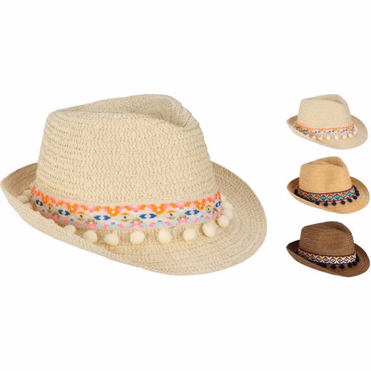 Sun hat with embroidered band - for children