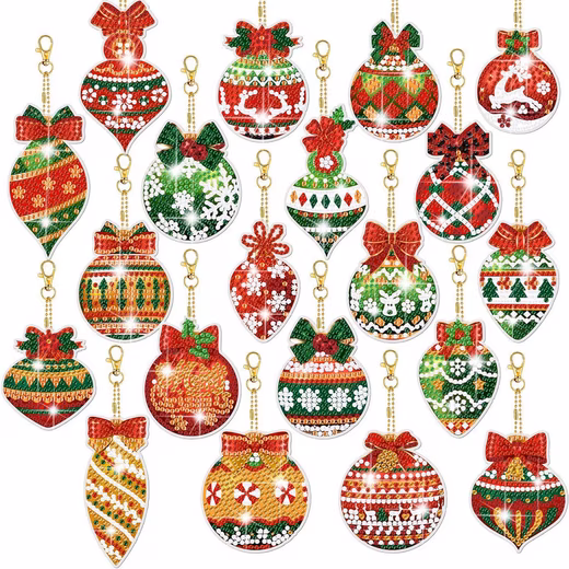 Keychain 20 pieces Diamond Painting Christmas pendant 5D diamond painting