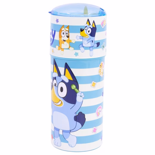Bluey Water Bottle 350ml – made of plastic with flip-top drinking opening - Image 4