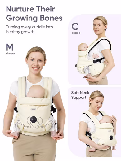 Baby carrier (Baby carrier with accessory set (3 bibs), baby carrier with 3 bibs and adjustable hip belt), Ergonomic baby carrier with EaseFit system and breathable cotton - Image 3