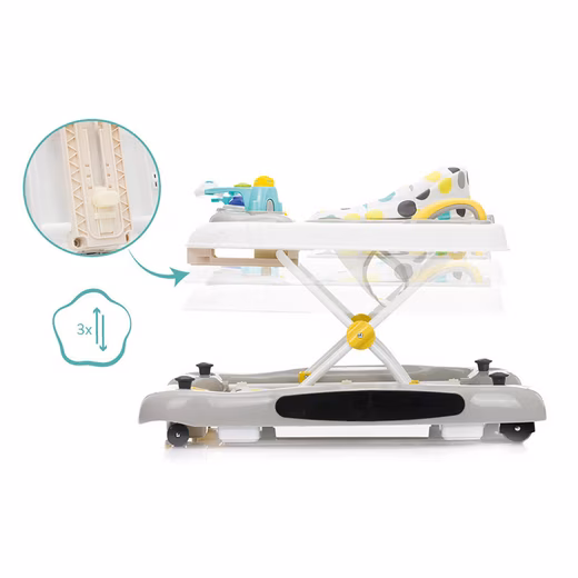 Fillikid walker, baby walker with yellow/grey dots Baby walker, play and walking aid - Image 3