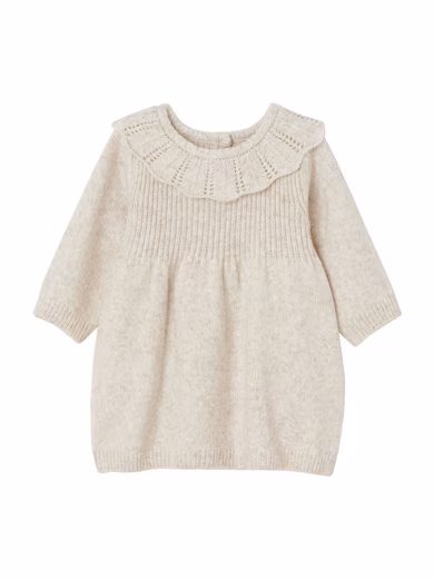 Mini Dress Girls Baby Knitted Dress with Collar