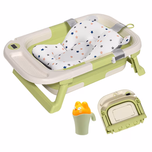 Baby Bathtub Foldable Baby Bathtub Bathtub, with Thermometer, Hair Washing Cup