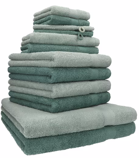 Towel Set 12 pcs. Towel Set Premium Color Hay Green/Fir Green
