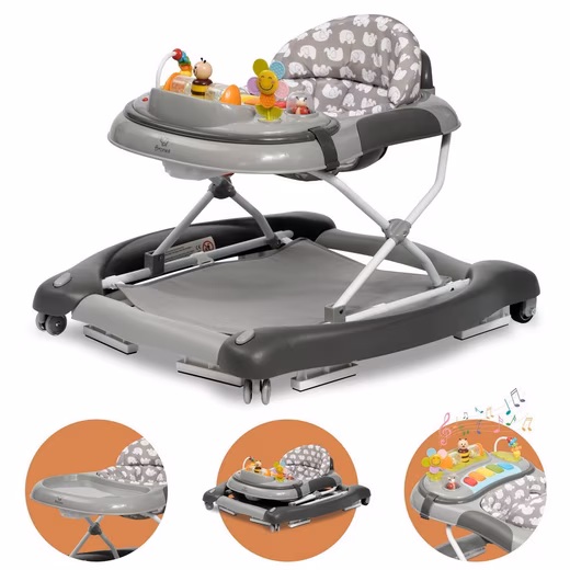 4-in-1 Baby Walker, Baby Stroller, Rocking Walker, Baby Walker, Grey