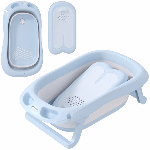 Baby Bathtub Foldable Baby Bathtub with Frame Drain and Shower Holes
