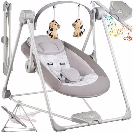Baby Swing Baby Bouncer Dogs, foldable, 5 speed levels, timer
