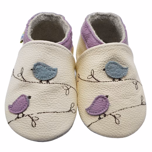 Soft Leather Crawling Shoes First Walkers Slippers Little Bird White Slippers