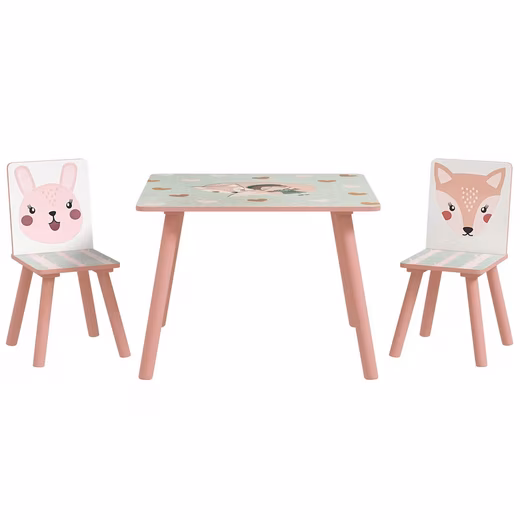 Children's seating group Children's table with 2 chairs Children's furniture Seating group with animal motif