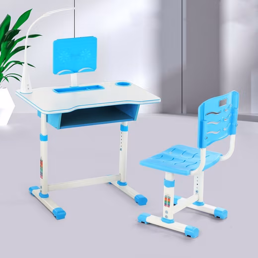Children's desk Youth desk with lamp, height-adjustable, with chair & drawer