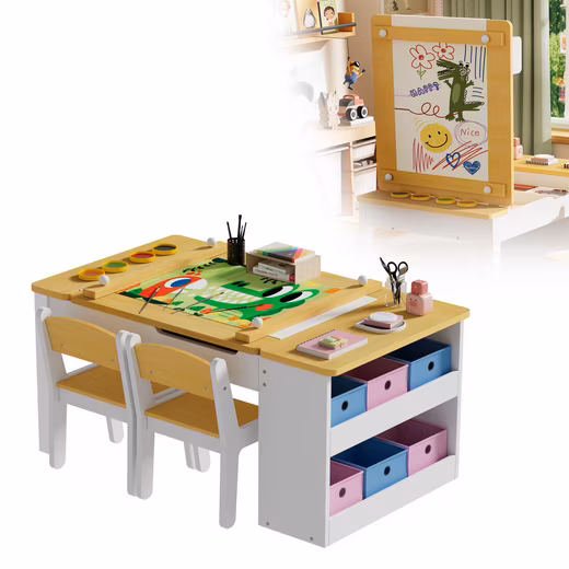 Children's desk 3 in 1 child seating group, Bring two chairs,