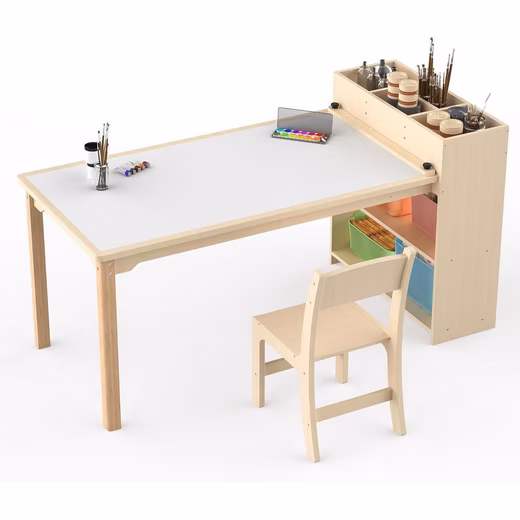 Children's Desk Children's Desk Chair Birch Wood Creative Table Storage Space 97*64*50 cm