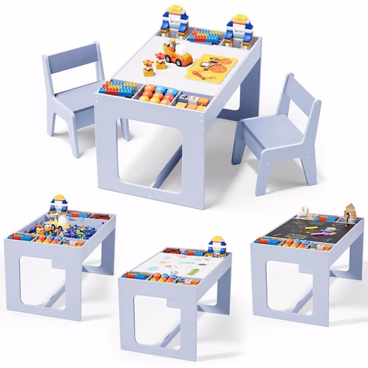 Children's desk Children's seating group Chair set Storage space 2Chairs Daycare from 3years Blue