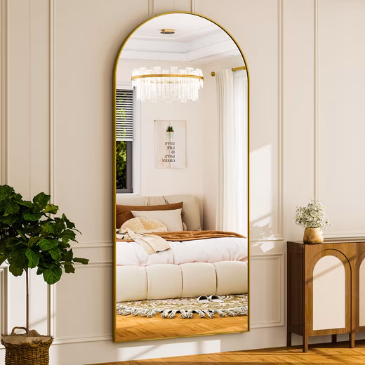 Standing mirror Arched mirror with aluminium frame