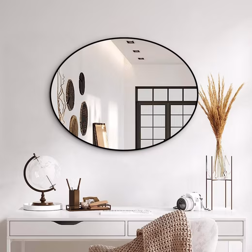 Mirror Round 80 cm Hallway Black Hallway Mirror Modern 80x60 Wall Mirror Aluminum Frame