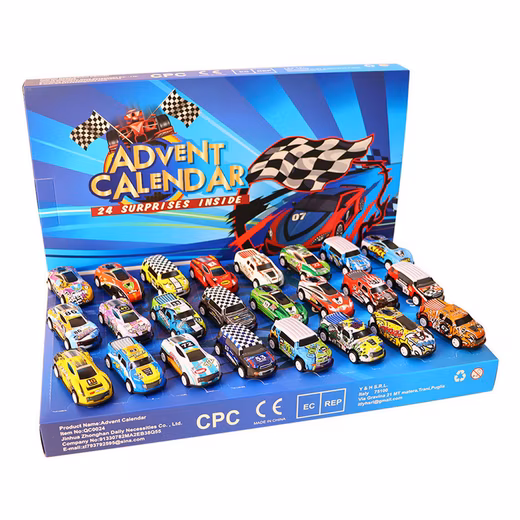 Toy Advent Calendar 2025 with 24 Cars – Educational Toys for Kids