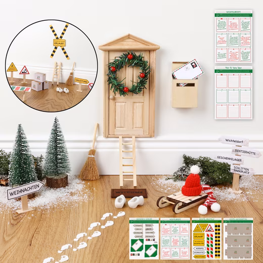 DIY Advent Calendar Gnome Door Set with Secret Santa Letters, Construction Site and much more. (41 pcs), DIY decoration