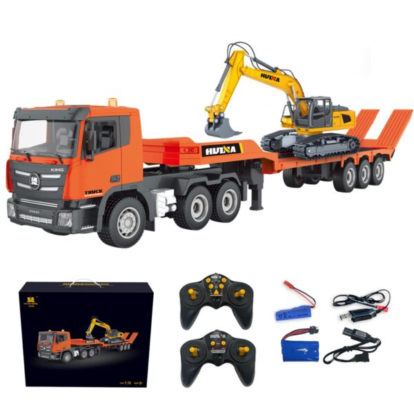 RC Truck and RC Excavator Toy, 2.4GHz Remote Controlled Flatbed Truck