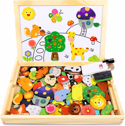 Puzzle Magnetic Wooden Puzzle 110 Pieces, Magnetic Board Kids, Frame Puzzle