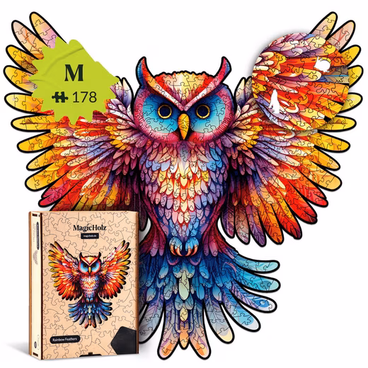 Puzzle MagicWooden Rainbow Feather Owl Wooden Puzzle