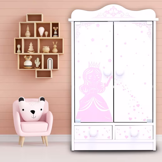 Doll's Wardrobe XXL Doll's Wardrobe Children's Wardrobe 52 cm high Hanging Cabinet white #833