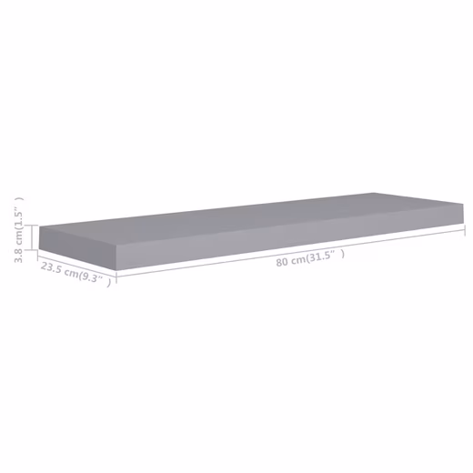 Wall Shelf Floating Shelf Wall Board Hanging Shelf Wall Shelf Wall Shelf 2 Pcs Grey 80x2 - Image 10