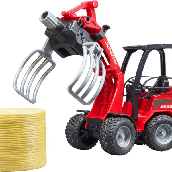 Toy farm machine Schäffer wheel loader 2630/bale grabber/round bale (02192)