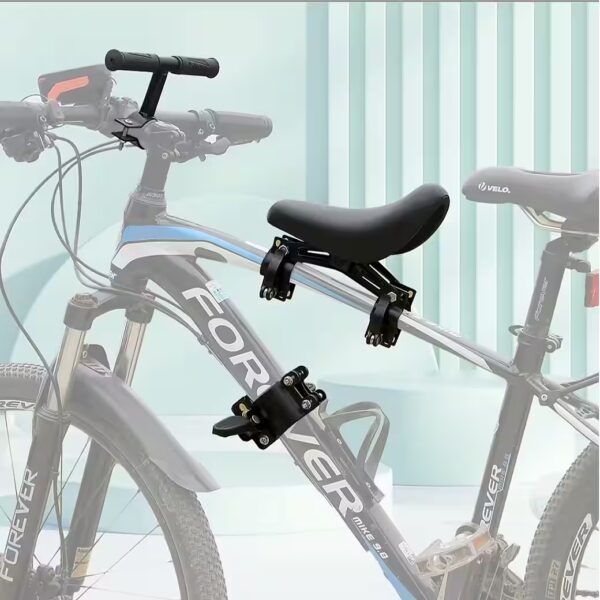 Bicycle child seat for mounting on the front of the frame, children's bicycle seat with handle grips from: 2, up to: 5, with handle grips for secure hold, suitable for children aged 2-5 years.
