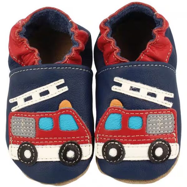 Firefighter crawling shoe (Soft, lightweight, flexible first walking shoes, for the very first steps in life) Chrome-free tanned leather, elastic side panels