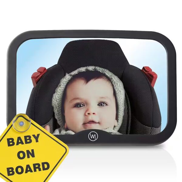 Car seat for children, car mirror for baby, headrest - shatterproof (Set of 1, 1-piece), large rearview mirror, baby mirror with strap system, baby starter kit &
