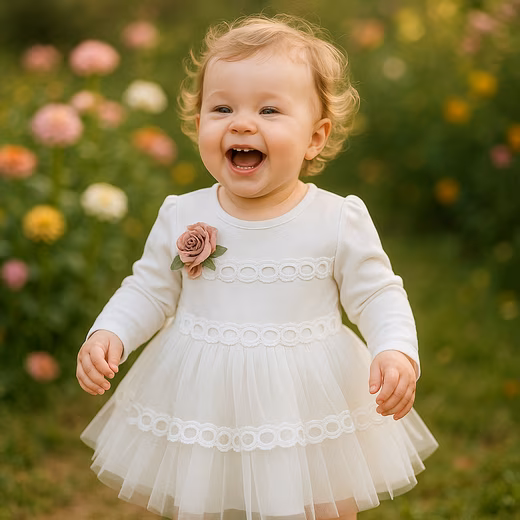 Christening dress princess dress, party dress, party dress, lace, 100% cotton, white