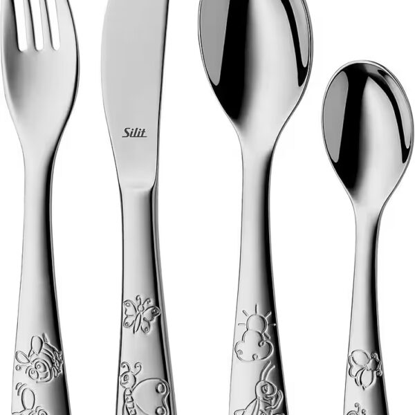 Children's cutlery trend (4 pieces), 18/10 stainless steel, 4 pieces, polished, Crominox: 18/10 stainless steel, ages 3 and up