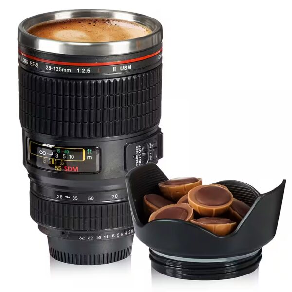 Cup camera lens thermal mug – coffee mug for photographers & on the go