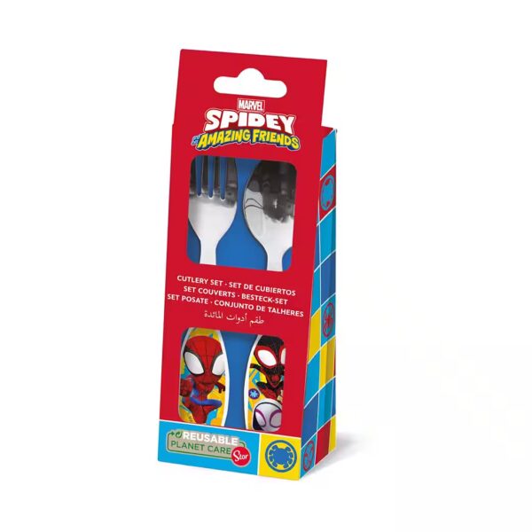 Children's cutlery Spiderman Spidey Friends metal cutlery set, 2 pieces (2-piece), stainless steel