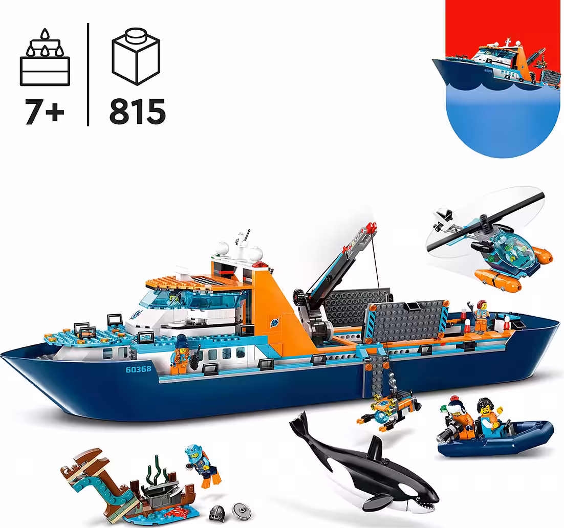 Arctic Research Vessel (60368), LEGO® City Construction Bricks (815 pcs), Made in Europe - Image 2