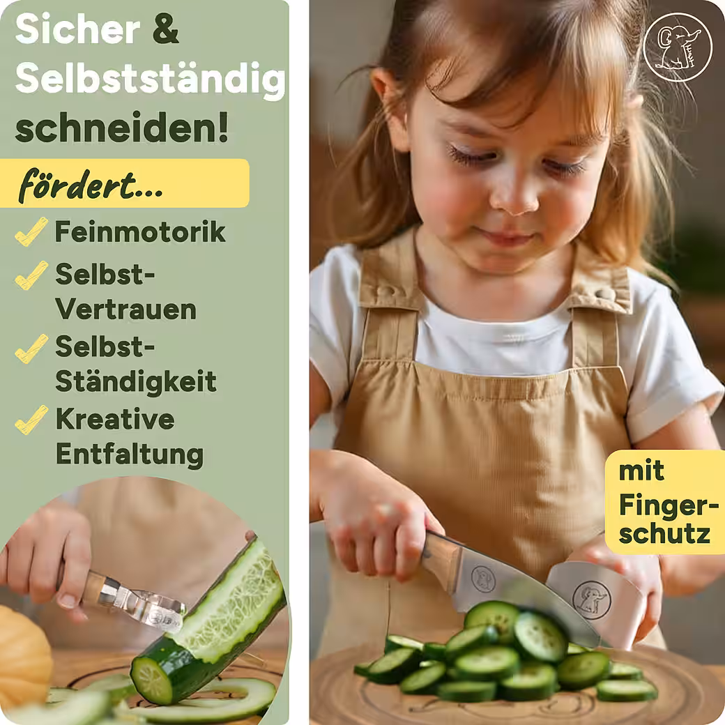 Children's chef's knife, kitchen knife, children's set including cutting board, peeler and finger protection - Image 5