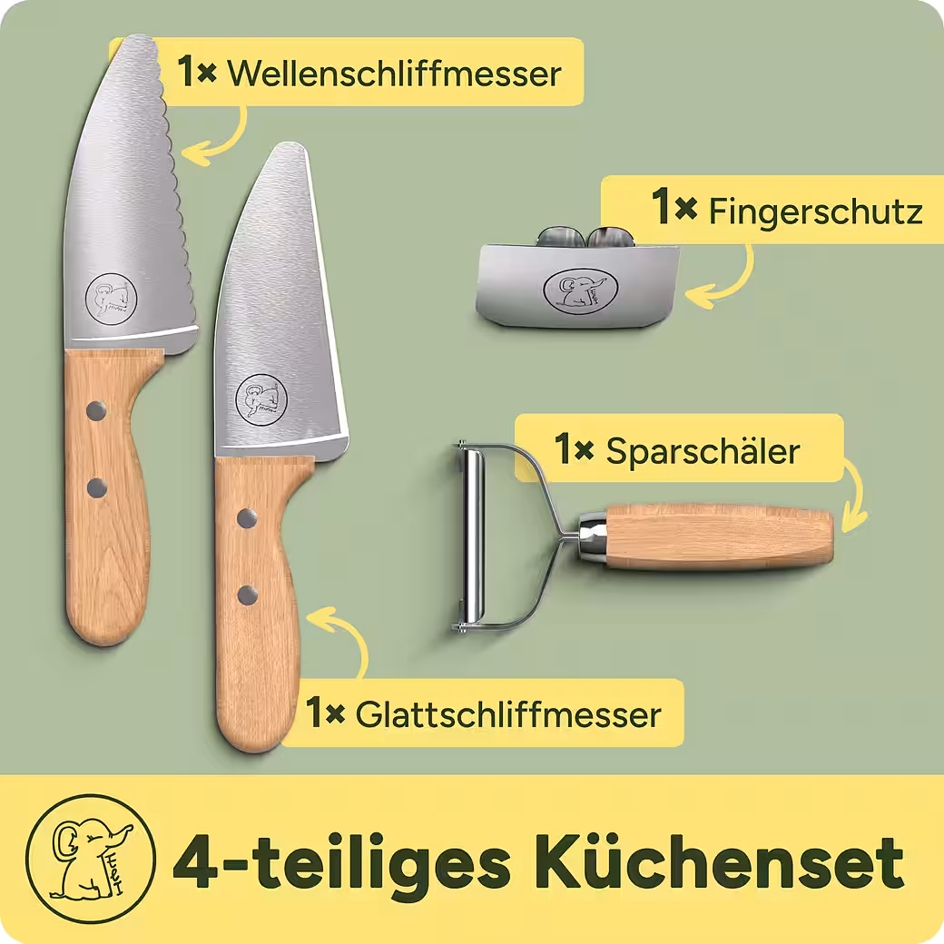 Children's chef's knife, kitchen knife, children's set including cutting board, peeler and finger protection - Image 6