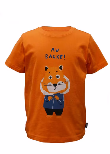 JAKO-O children's T-shirt with a cheeky animal print, orange