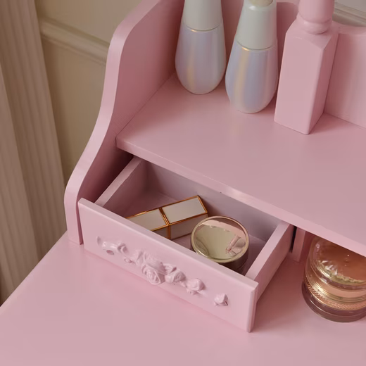 ROSY dressing table - 149 x 71 x 40 cm (incl. stool & mirror), adjustable LED lighting & storage space, dressing table - Image 6